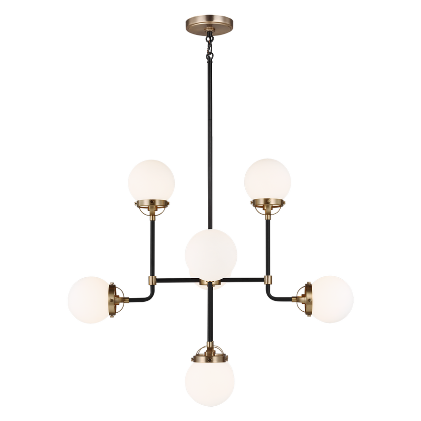 Petit lustre à huit lumières de style café