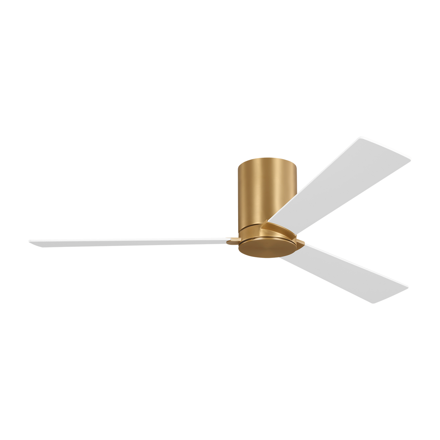 Rozzen 52-inch indoor/outdoor hugger fan in Burnished Brass with Matte White blades with light kit and Handheld 6-speed reversing and dimming Remote included
