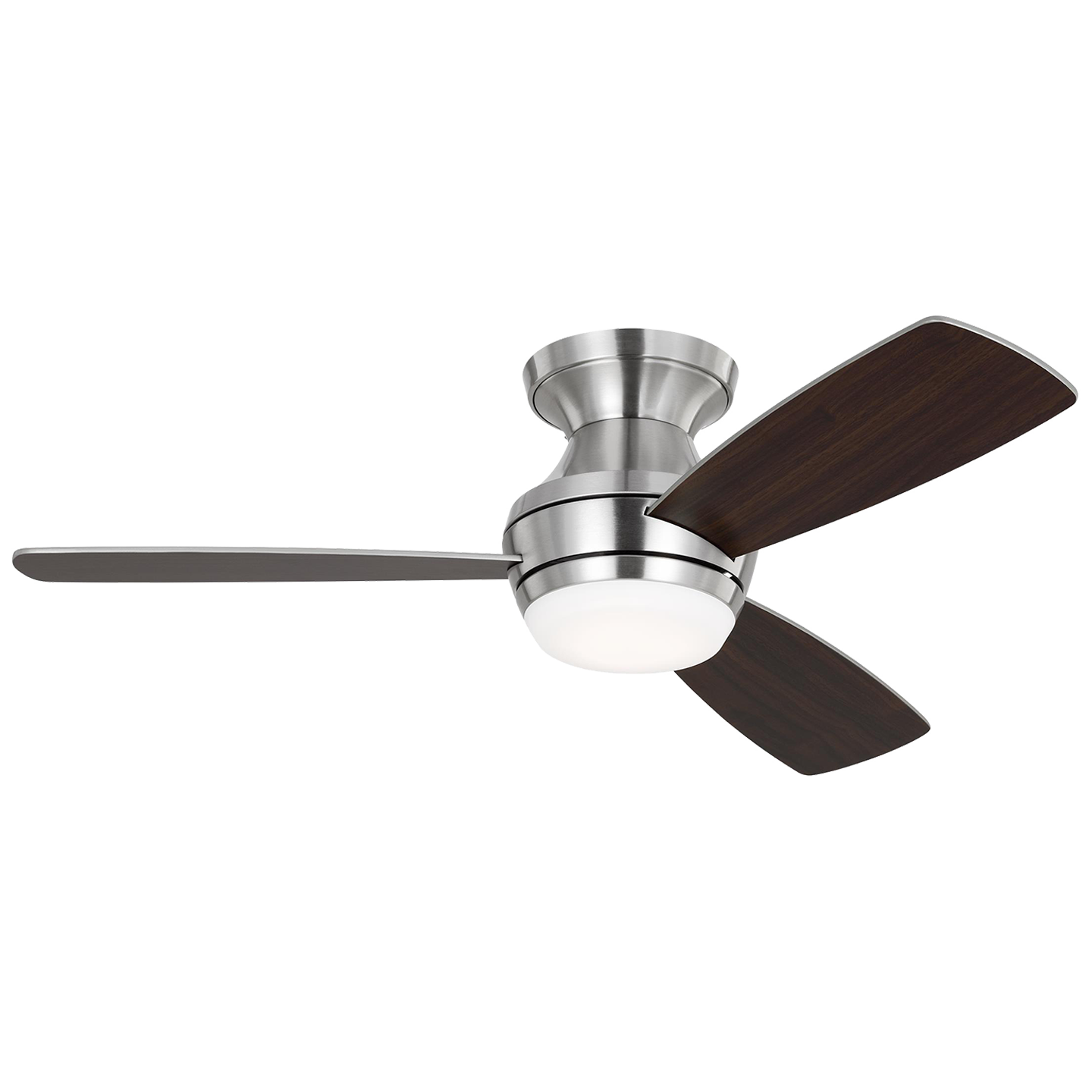 Ikon 44" Dimmable Integrated LED Indoor Brushed Steel Hugger Ceiling Fan with Light Kit, Remote Control and Manual Reversible Motor