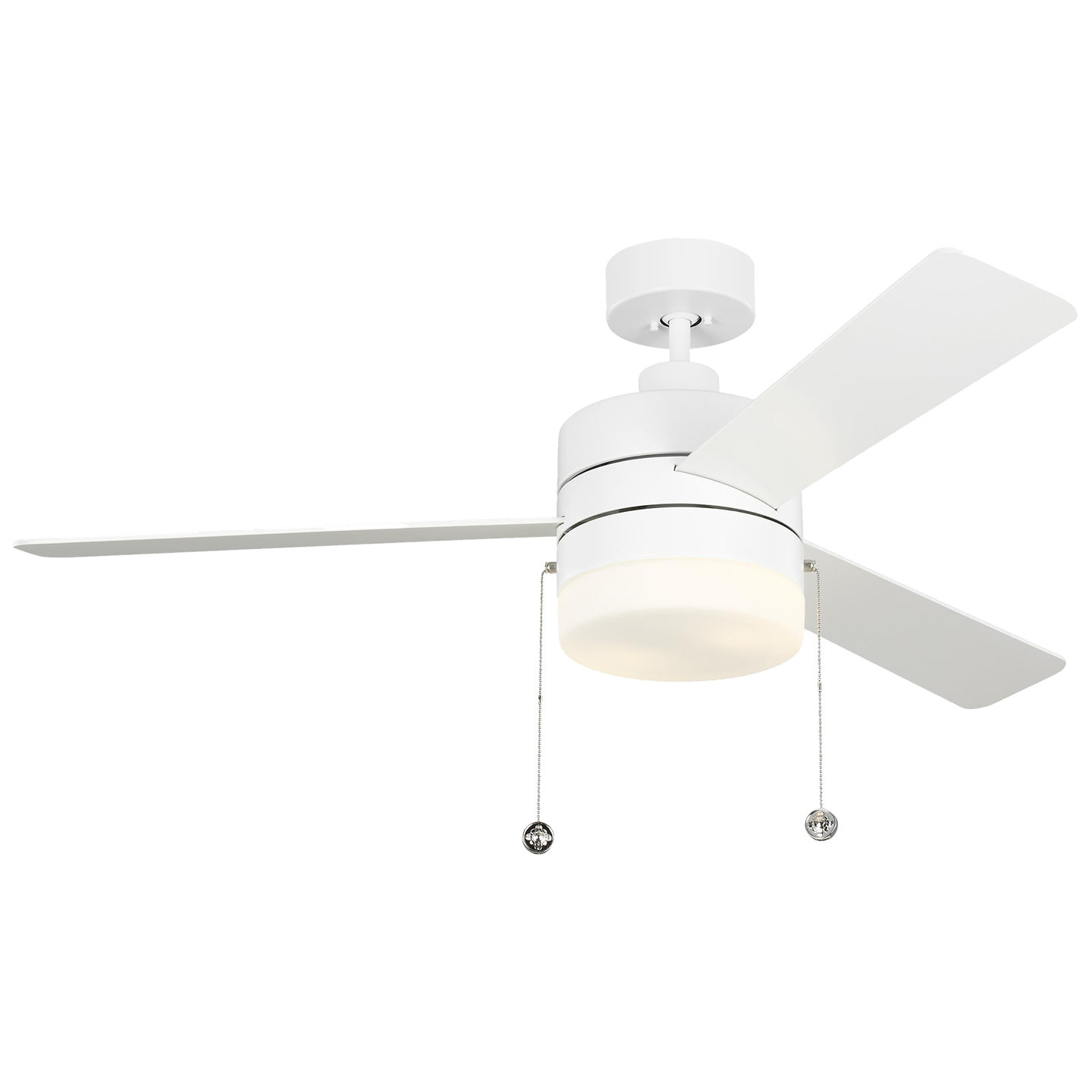 Syrus 52-inch indoor 3-blade ceiling fan in matte white finish with reversible motor and LED light kit included