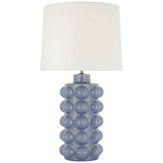 Vedra 34" Table Lamp in Polar Blue Crackle with Linen Shade