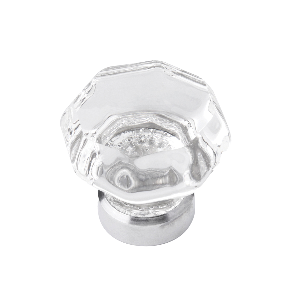 Luster Collection Knob 1-3/8 Inch Diameter Glass with Chrome Finish