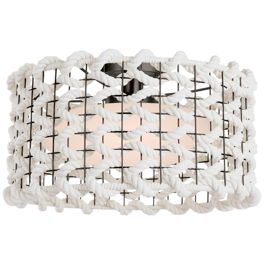 Catania 17" Flush Mount in Bronze with Cream Braided Rope