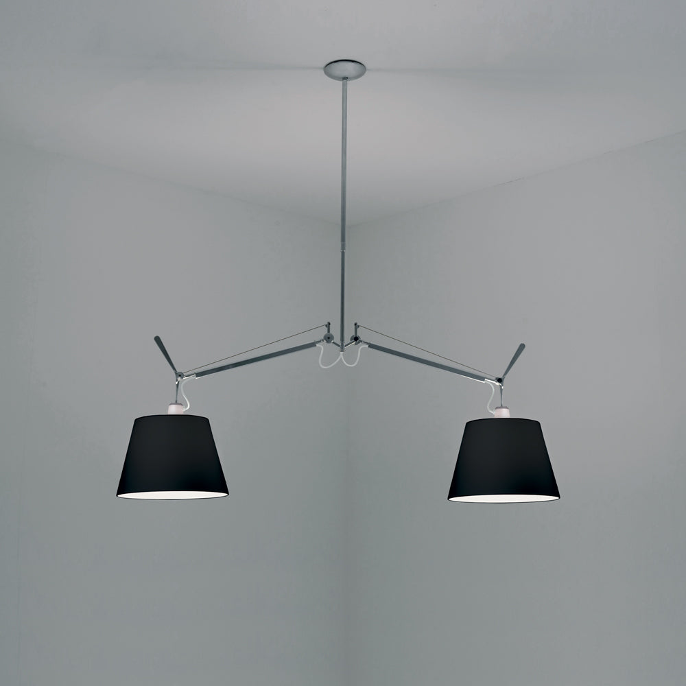 TOLOMEO DBL. SHADE SUSP. W/12IN DIFF BLACK MAX 2X150W