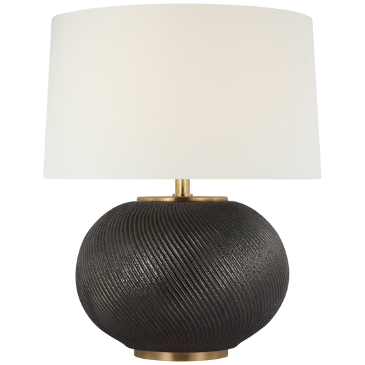 Mirelle Medium Table Lamp in Crystal Bronze with Linen Shade