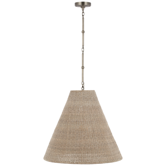 Goodman Large Hanging Lamp in Antique Nickel with Ash Shade
