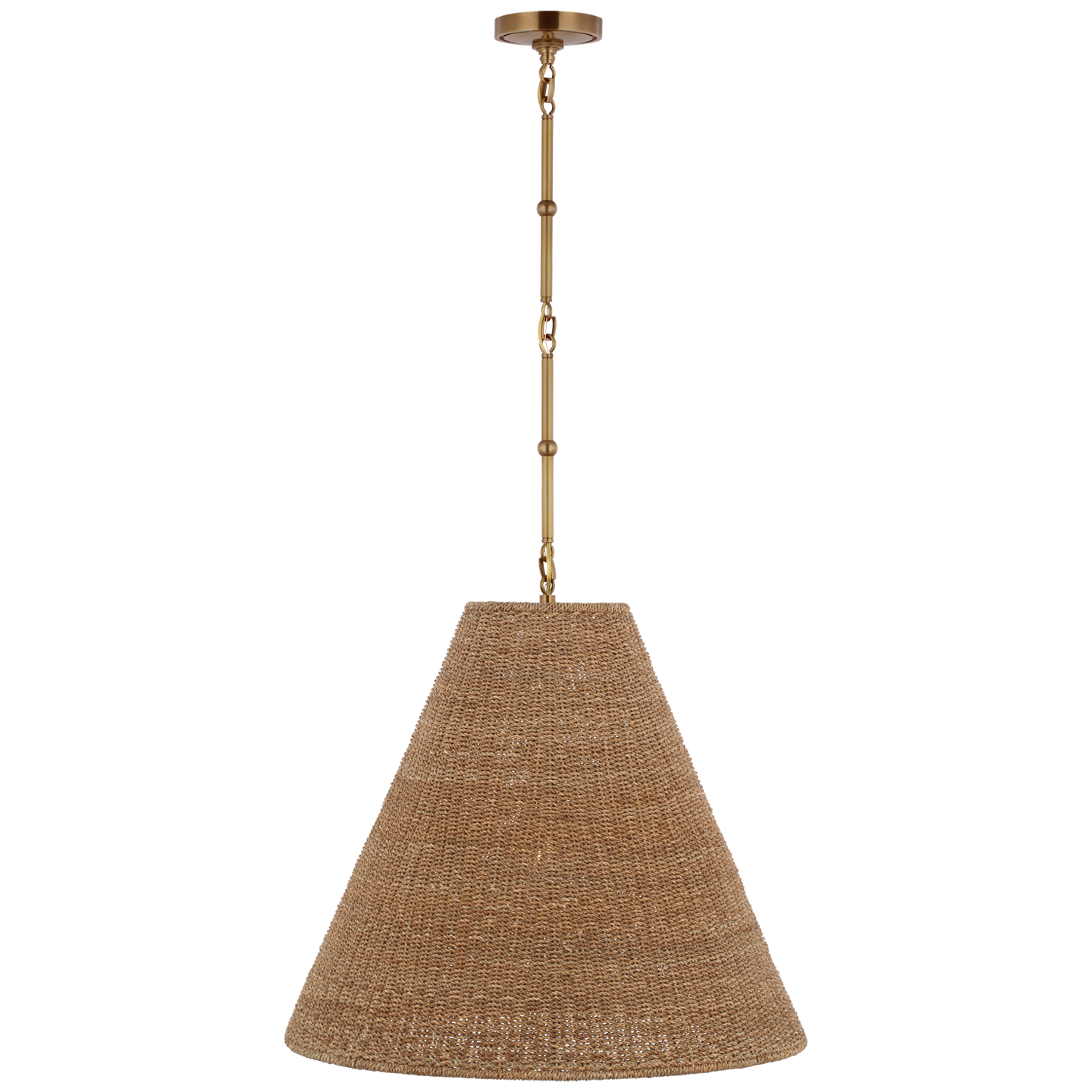 Goodman Large Hanging Lamp in Hand-Rubbed Antique Brass with Toast Shade