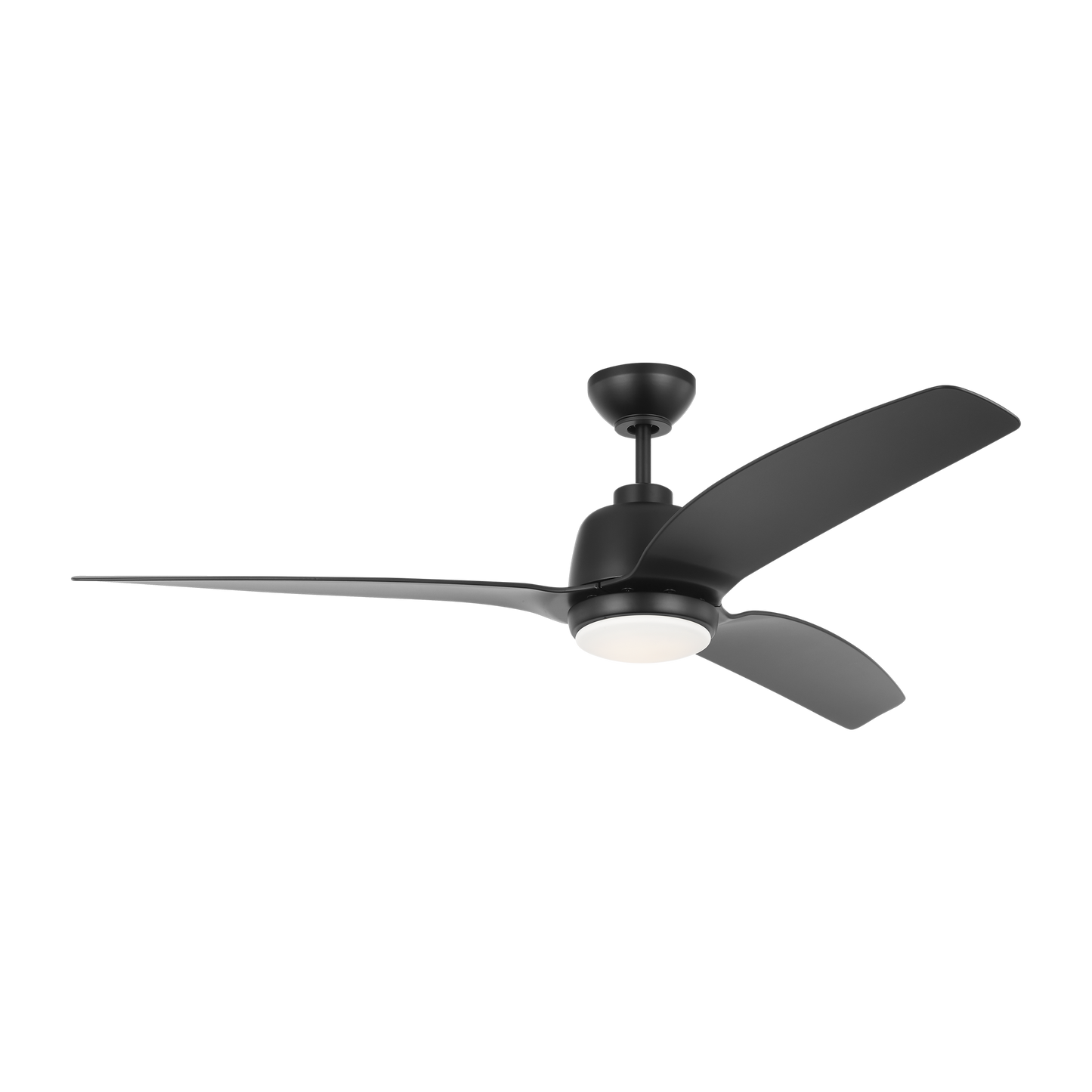 Avila Coastal 60-inch indoor/outdoor LED ceiling fan in midnight black finish with midnight black blades, light kit, and handheld remote control