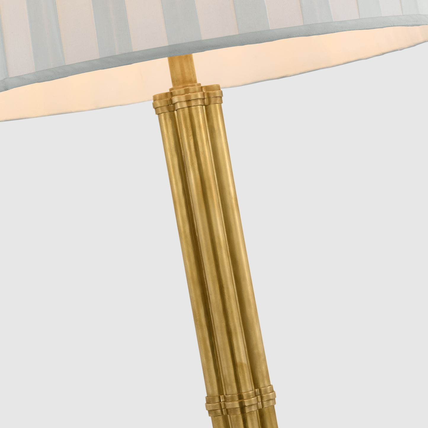 Downing Large Floor Lamp in Natural Brass with Silk Box Pleat Shade