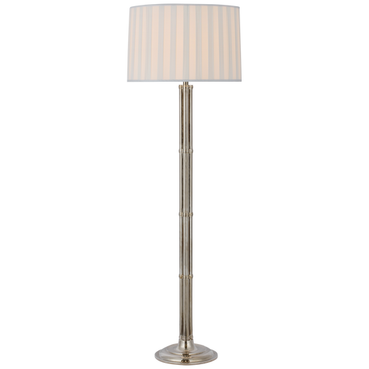 Downing Large Floor Lamp in Butler's Silver with Silk Box Pleat Shade