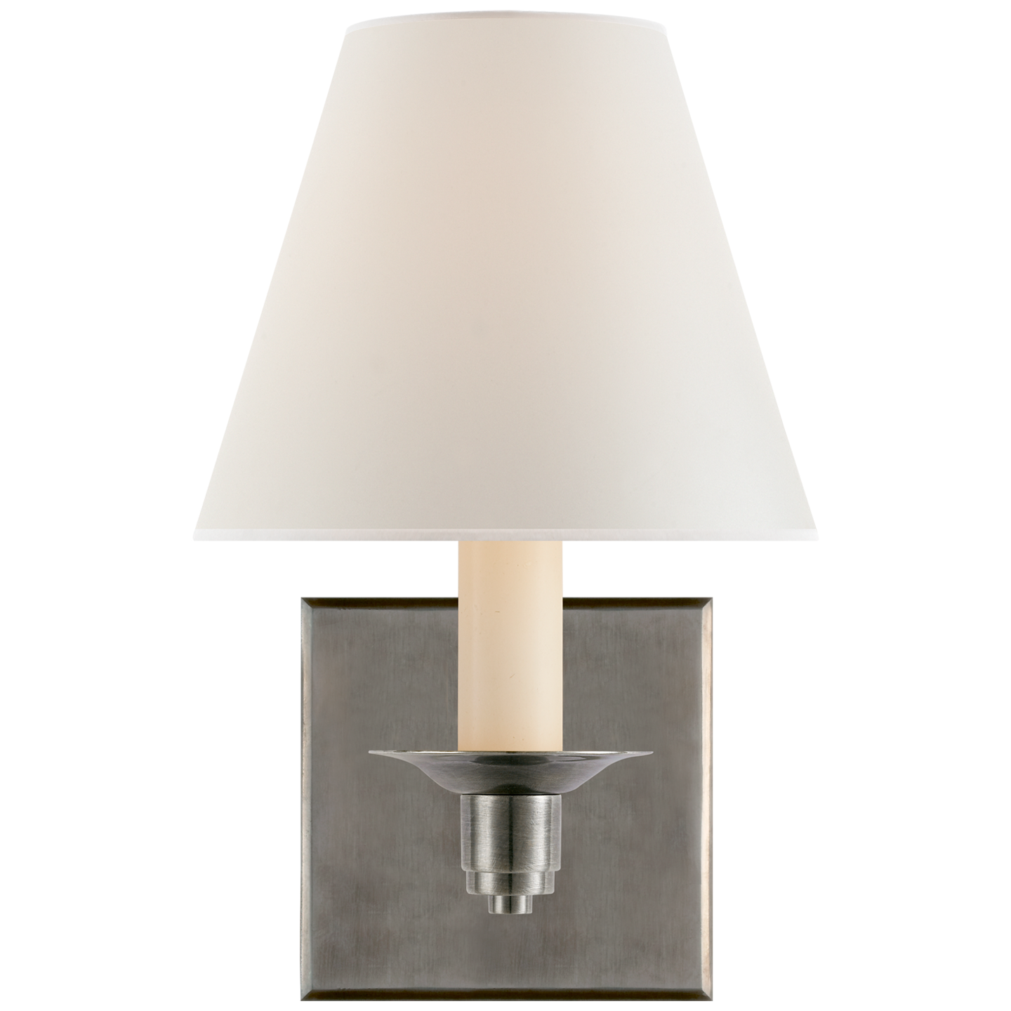 Evans Single Arm Sconce in Antique Nickel with Percale Shade