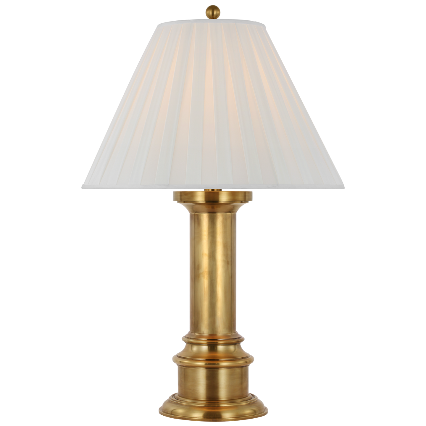 Hammett Large Table Lamp in Natural Brass with Silk Box Pleat Shade