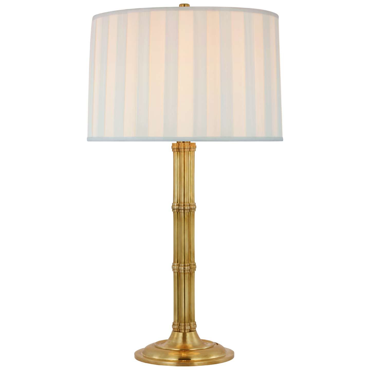 Downing Large Table Lamp in Natural Brass with Silk Box Pleat Shade