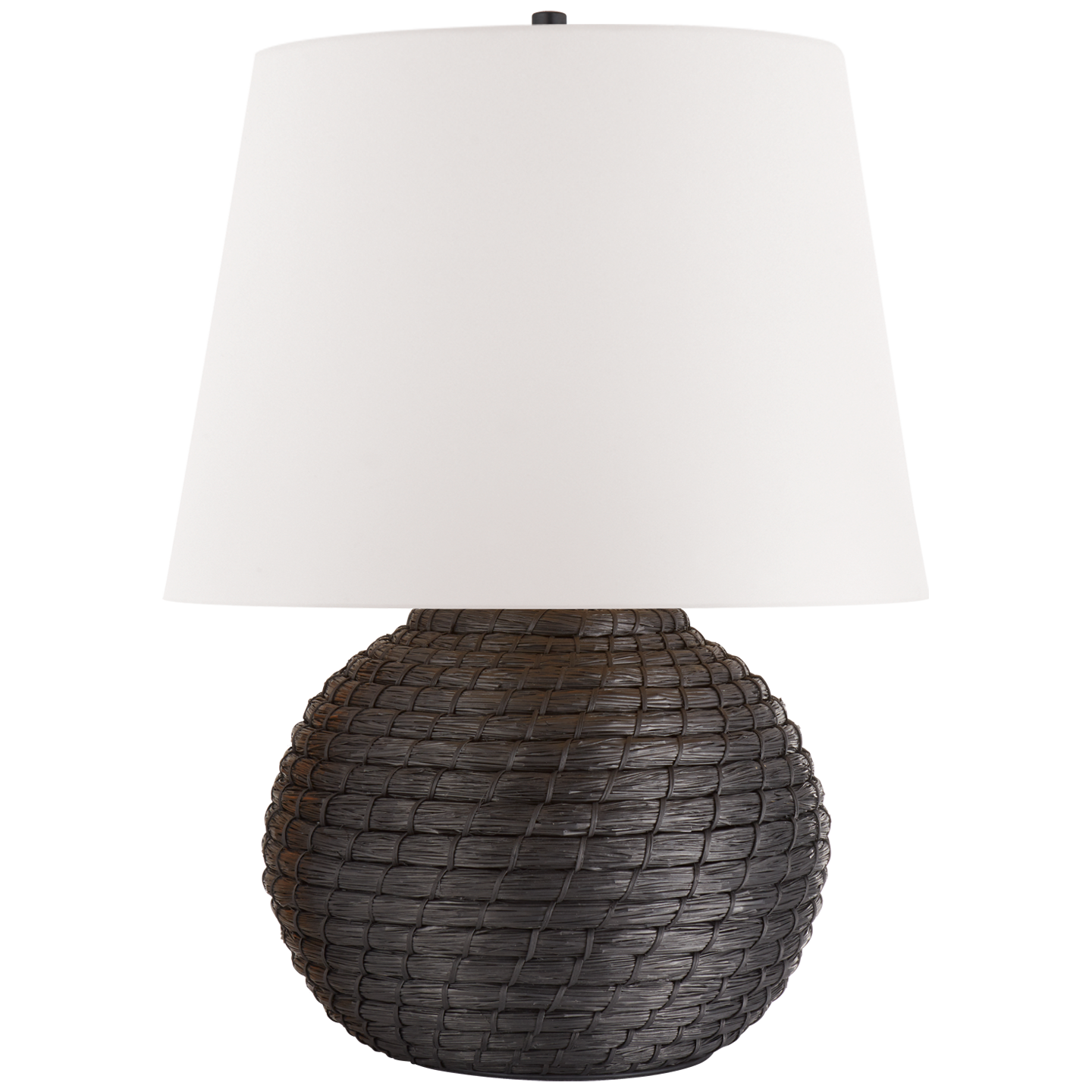Lohan Medium Table Lamp in Black Rattan with White Paper Shade