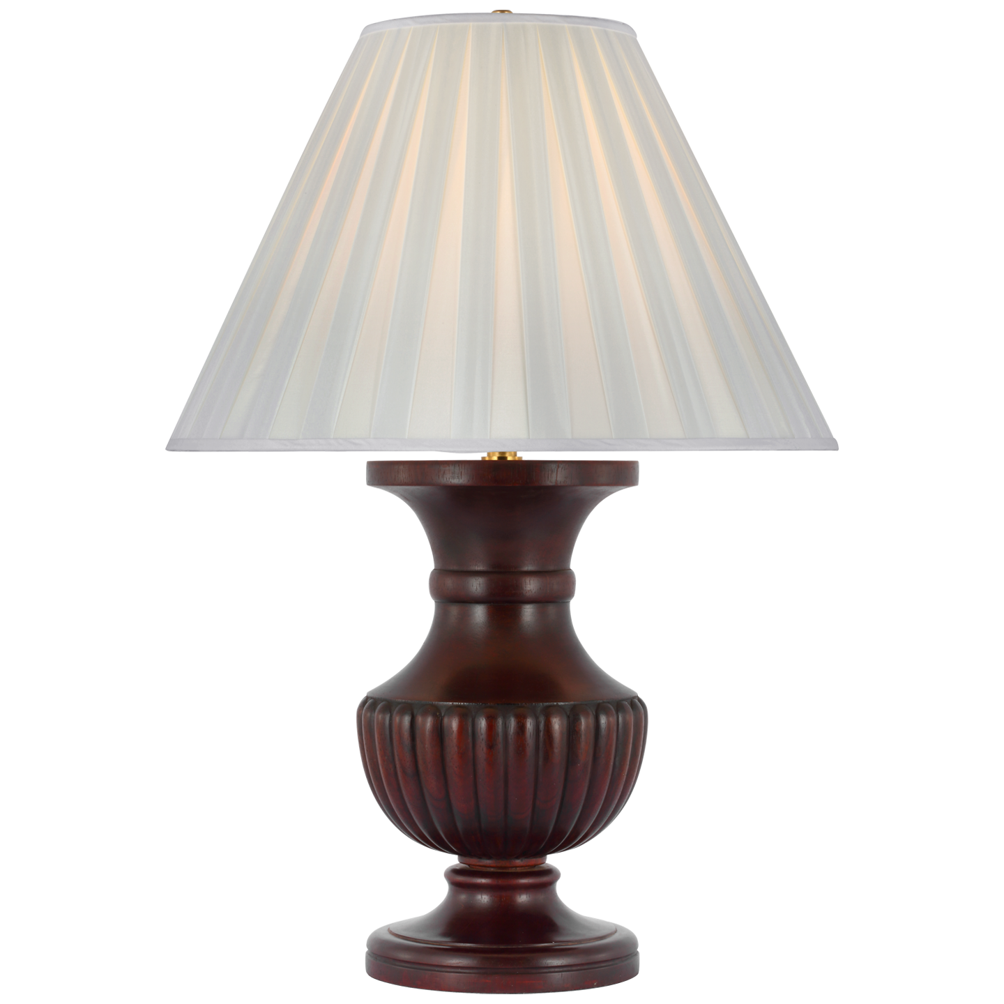 Tisdale Large Table Lamp in Mahogany with Silk Box Pleat Shade