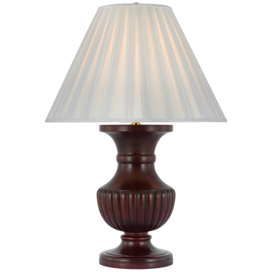 Tisdale Large Table Lamp in Mahogany with Silk Box Pleat Shade