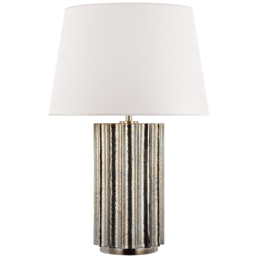 Kolber Medium Table Lamp in Butler's Silver with White Paper Shade