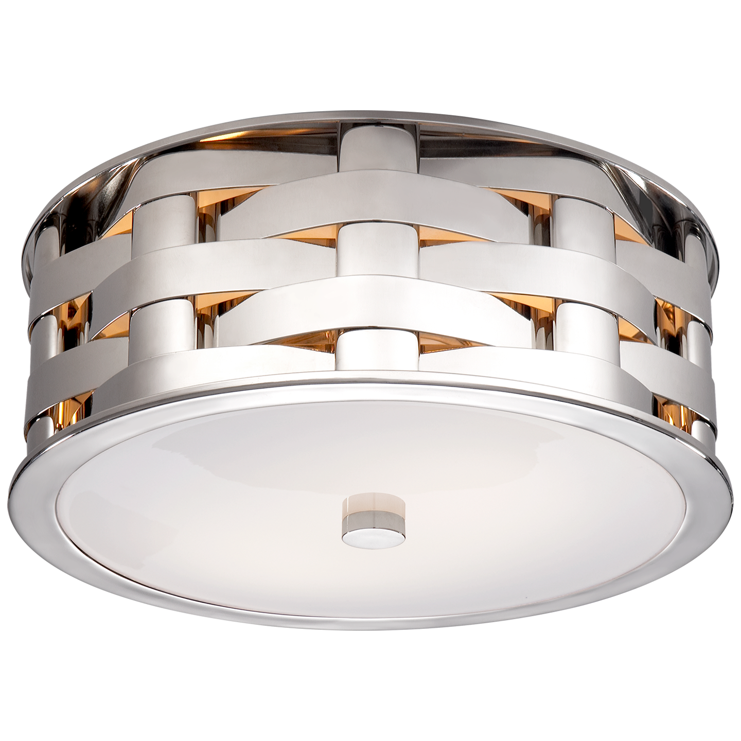 Ella Woven Small Flush Mount in Polished Nickel with White Glass