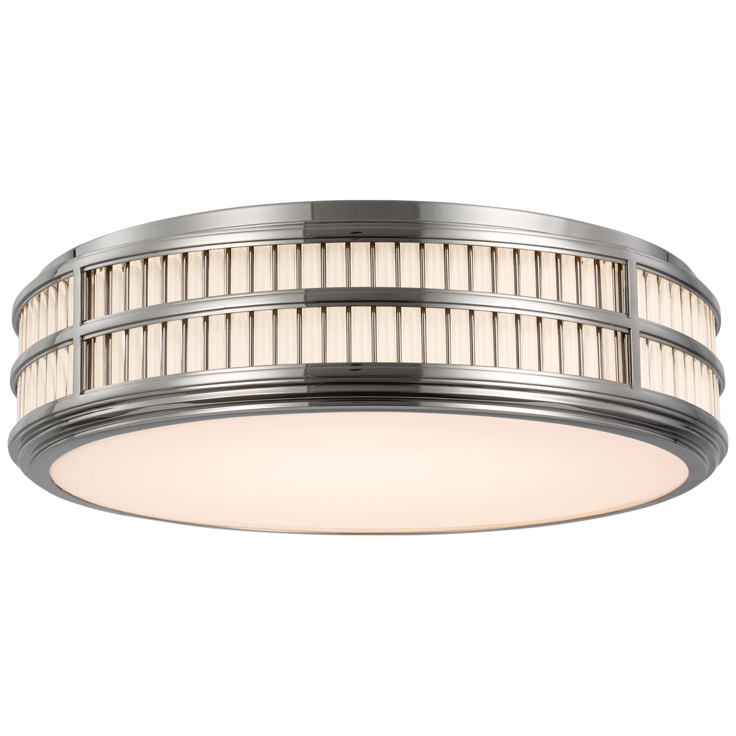 Perren 24" Flush Mount in Polished Nickel and Glass Rods