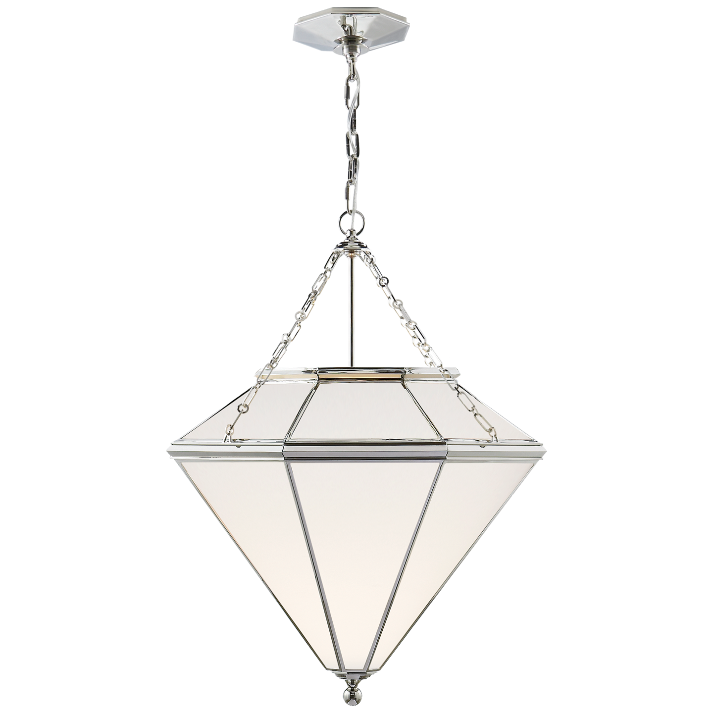 Cannes Pendant in Polished Nickel with White Glass