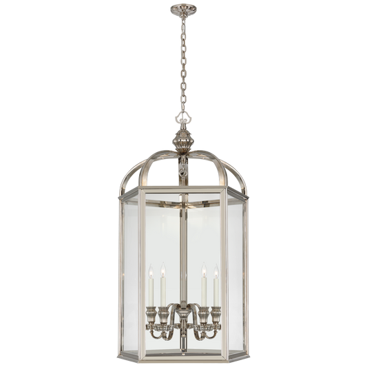 Falaise Large Lantern in Butler's Silver with Clear Glass