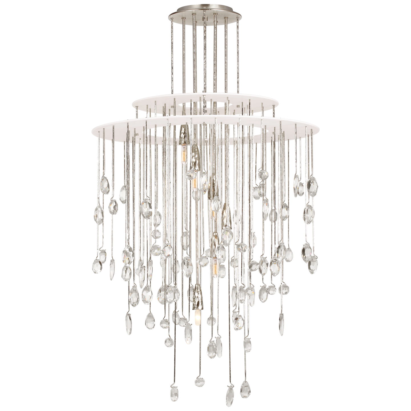 Hailee Medium Sculpted Chandelier in Polished Nickel and Plaster White with Crystal