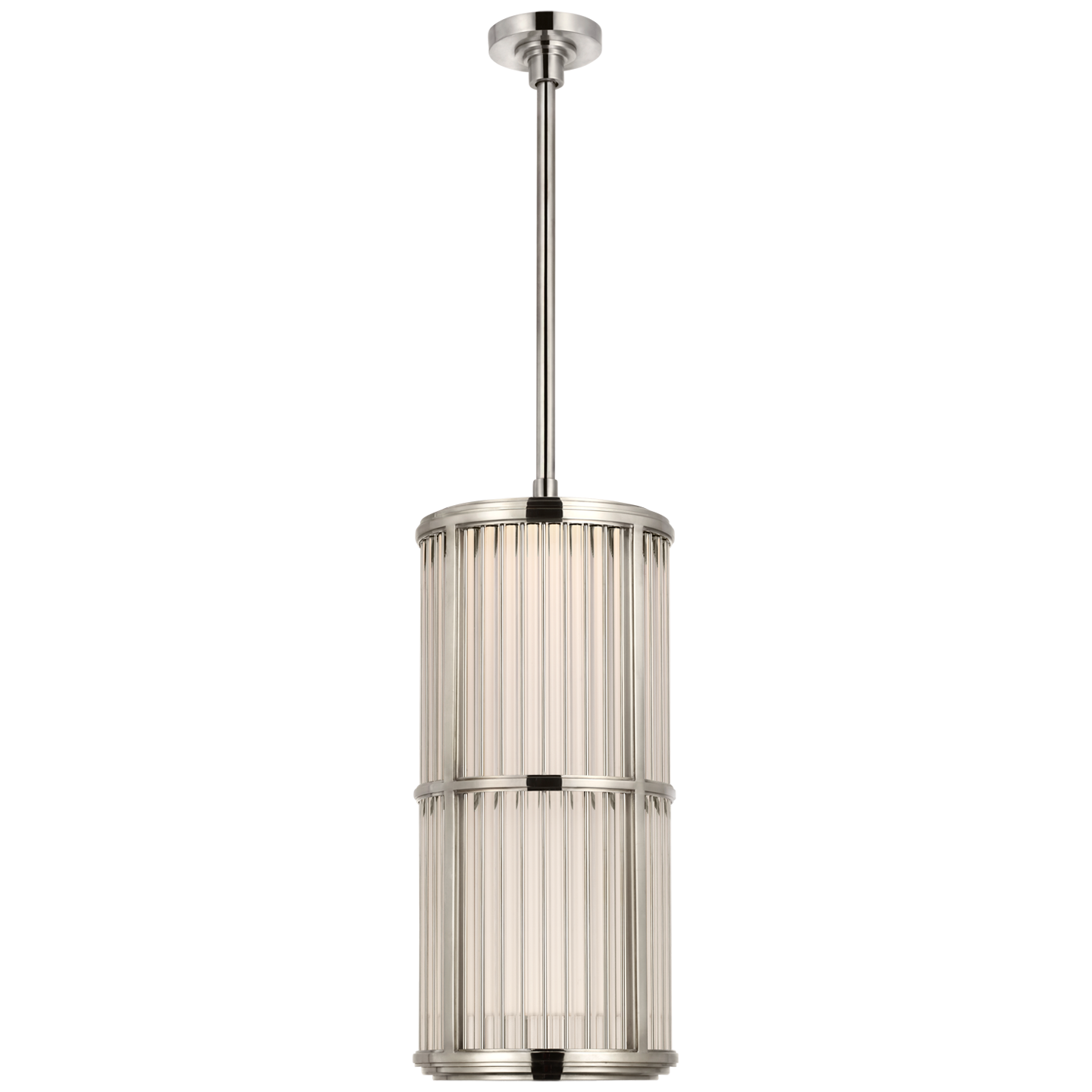 Perren 10" Pendant in Polished Nickel and Glass Rods