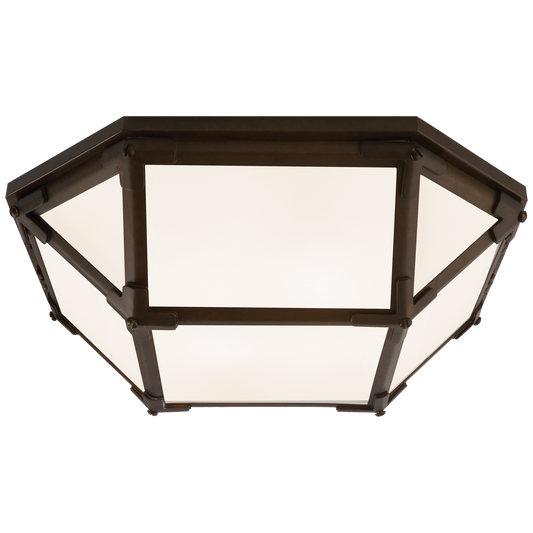 Morris Flush Mount in Antique Zinc with White Glass