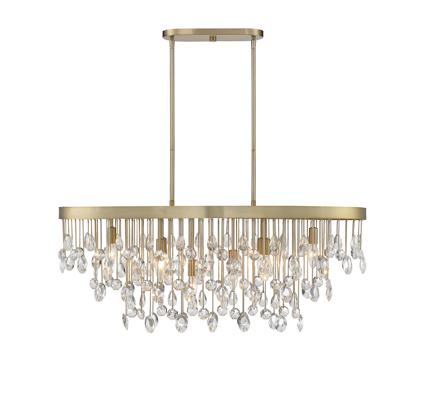 Livorno Eight Light Linear Chandelier in Noble Brass