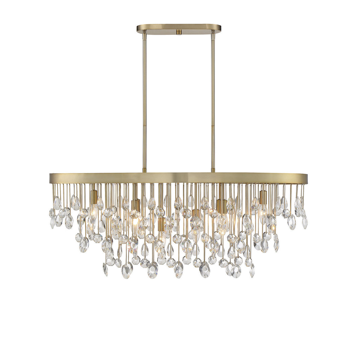 Lustre linéaire à huit lumières Livorno en laiton noble
