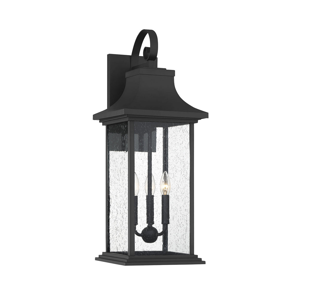 Hancock Three Light Outdoor Wall Sconce in Matte Black
