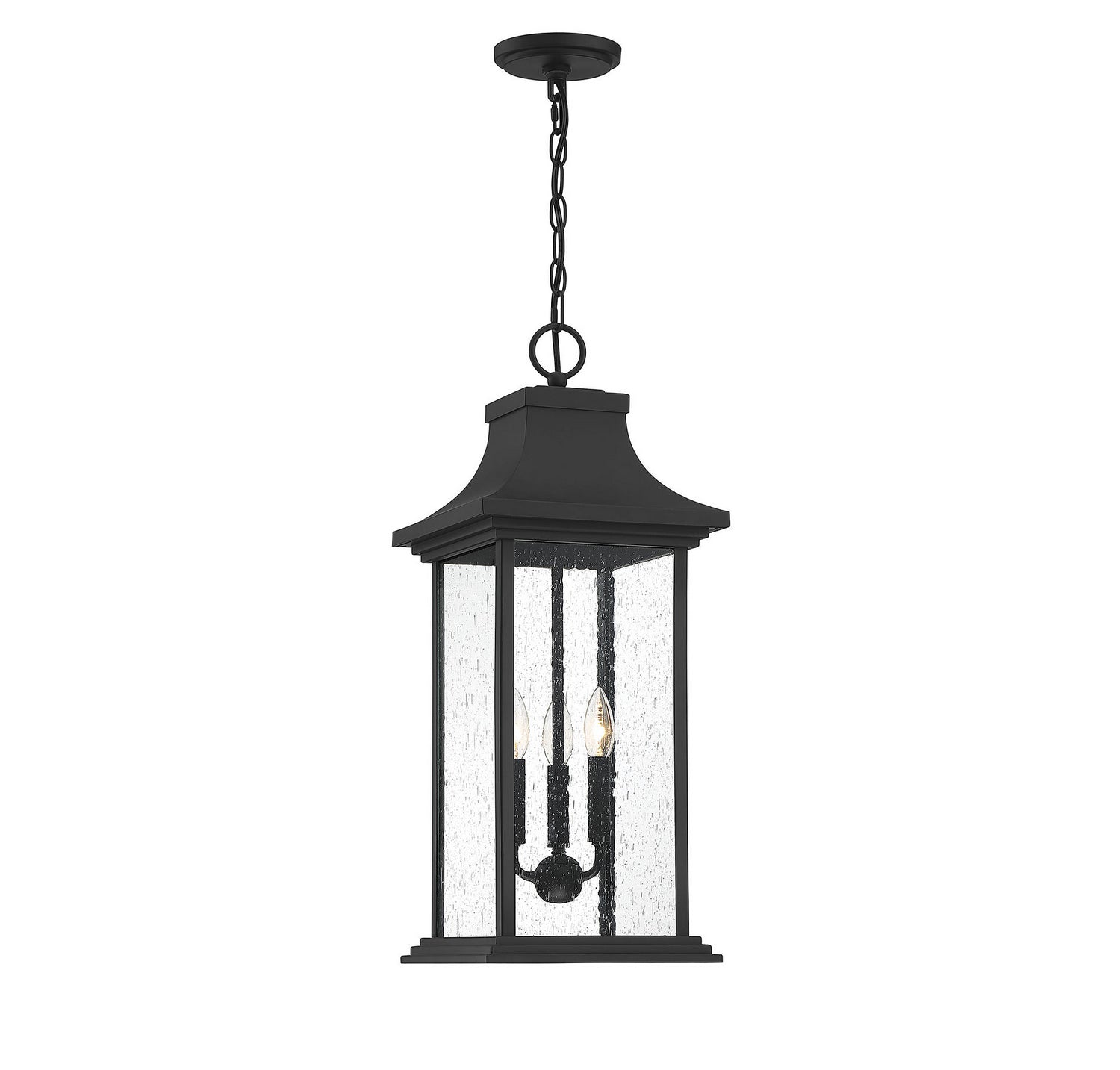 Hancock Three Light Outdoor Pendant in Matte Black