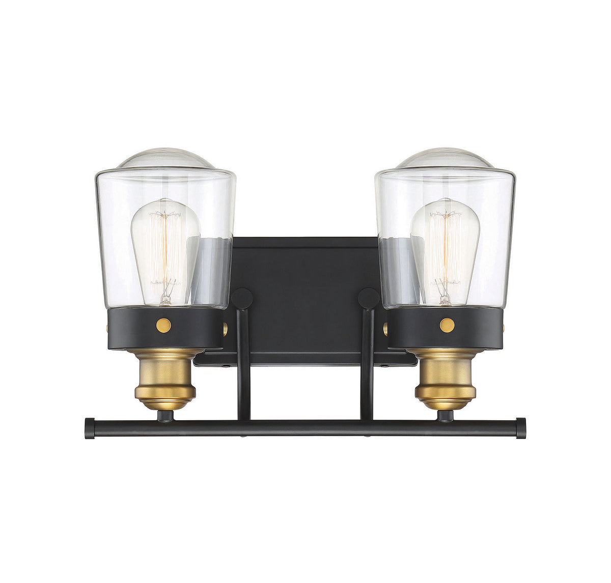 Macauley Two Light Bath Bar in Vintage Black w/Warm Brass