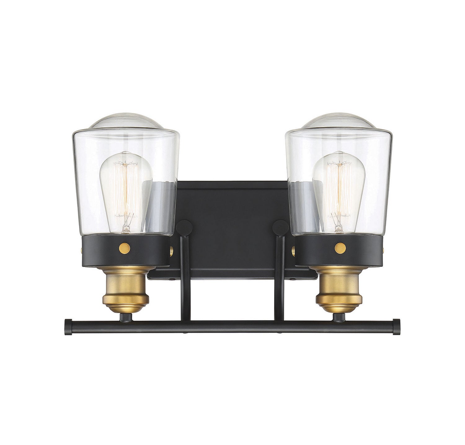 Macauley Two Light Bath Bar in Vintage Black with Warm Brass