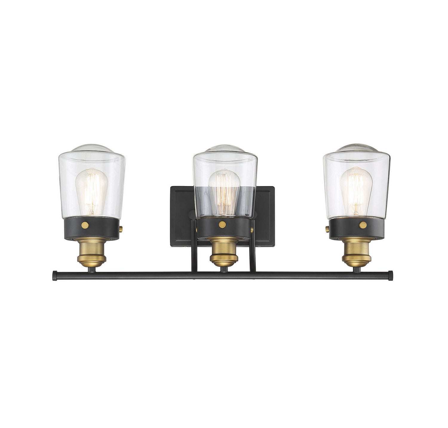 Macauley Three Light Bath Bar in Vintage Black with Warm Brass