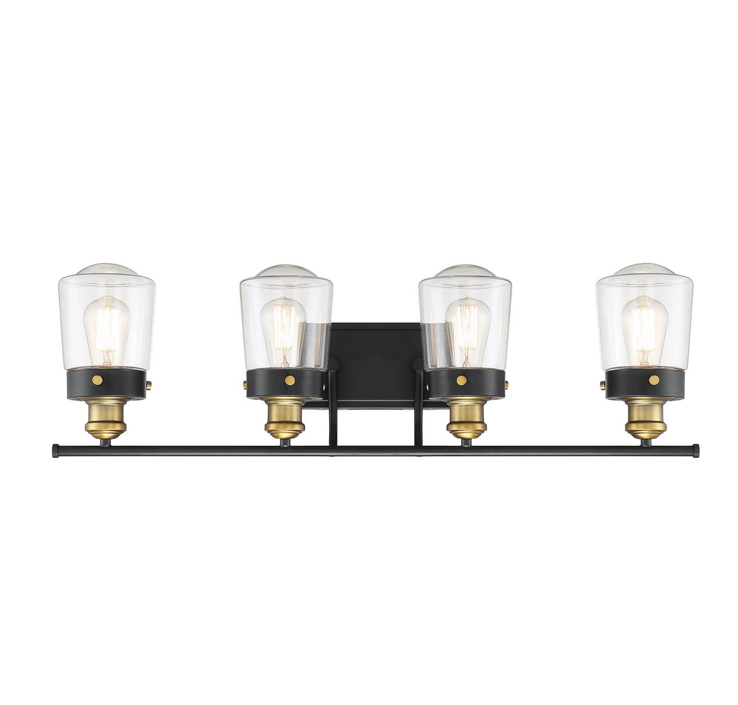Macauley Four Light Bath Bar in Vintage Black with Warm Brass
