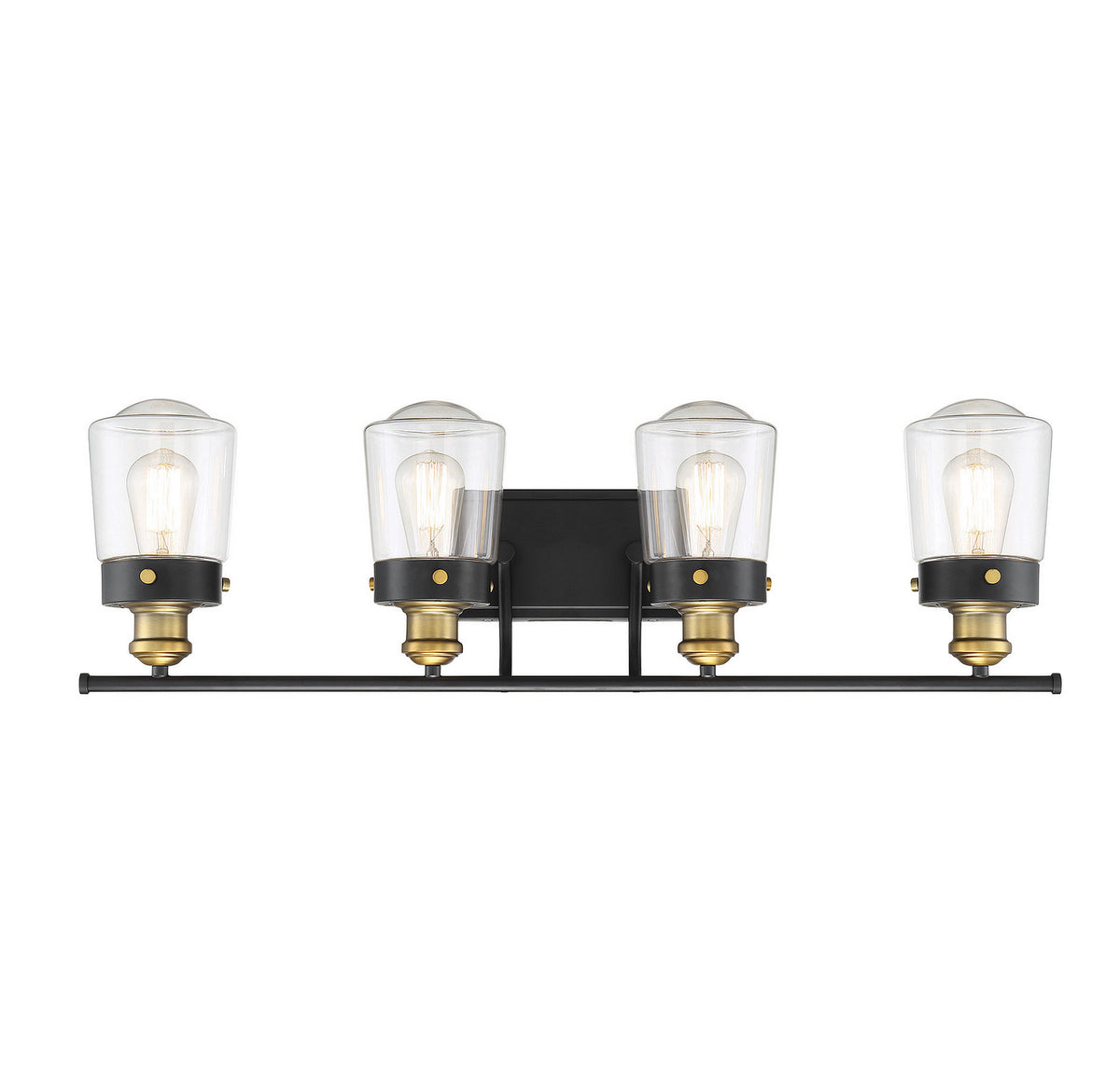 Macauley Four Light Bath Bar in Vintage Black w/Warm Brass