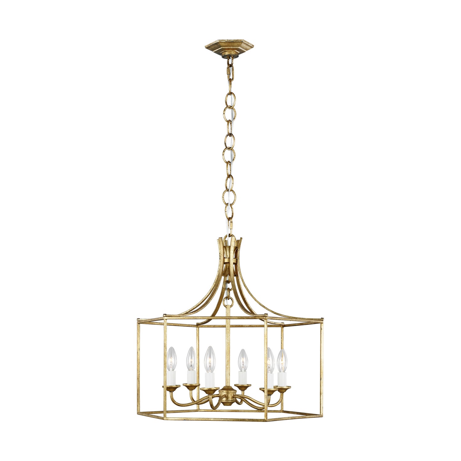 Bantry House Six Light Chandelier in Antique Gild