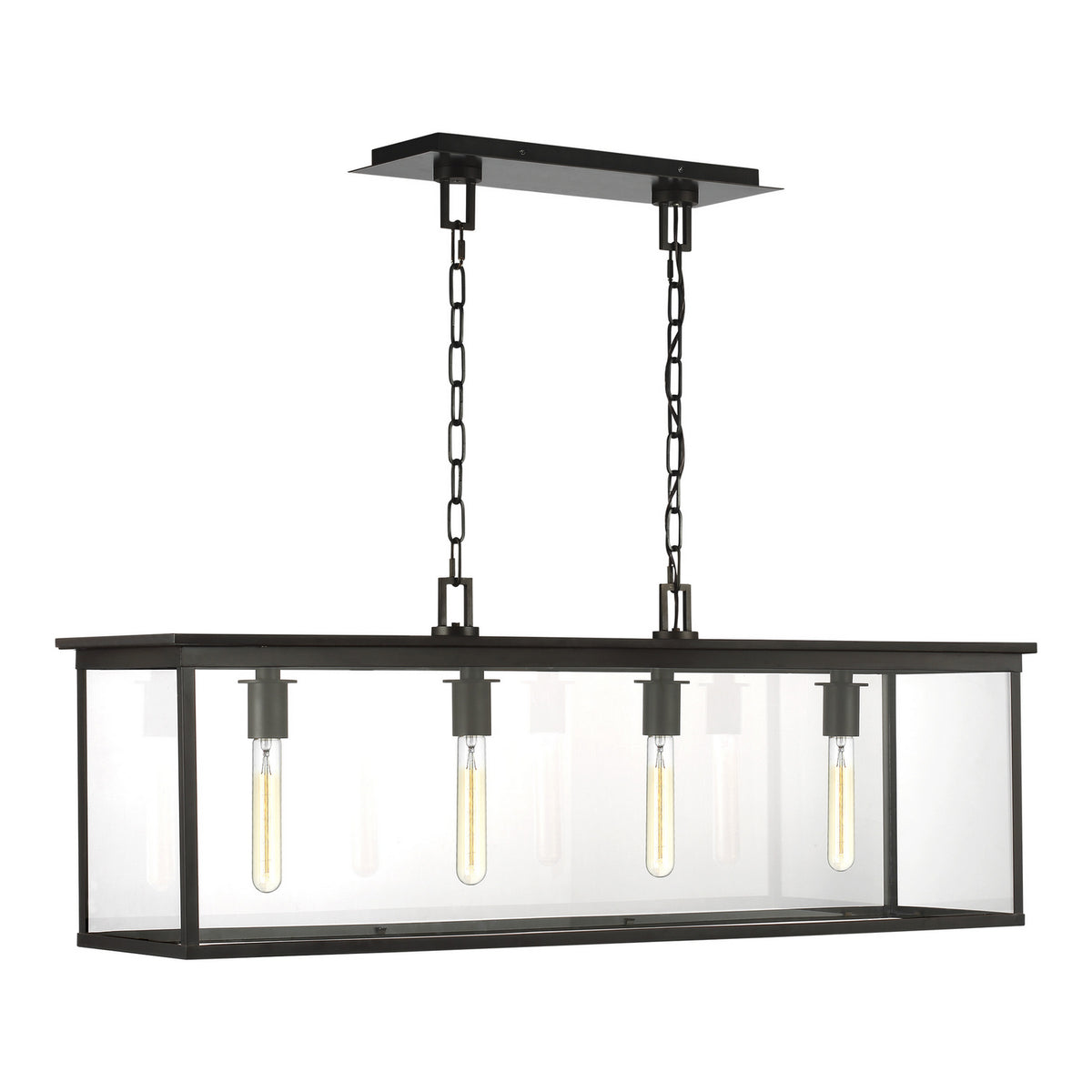 Freeport Four Light Outdoor Linear Chandelier in Heritage Copper