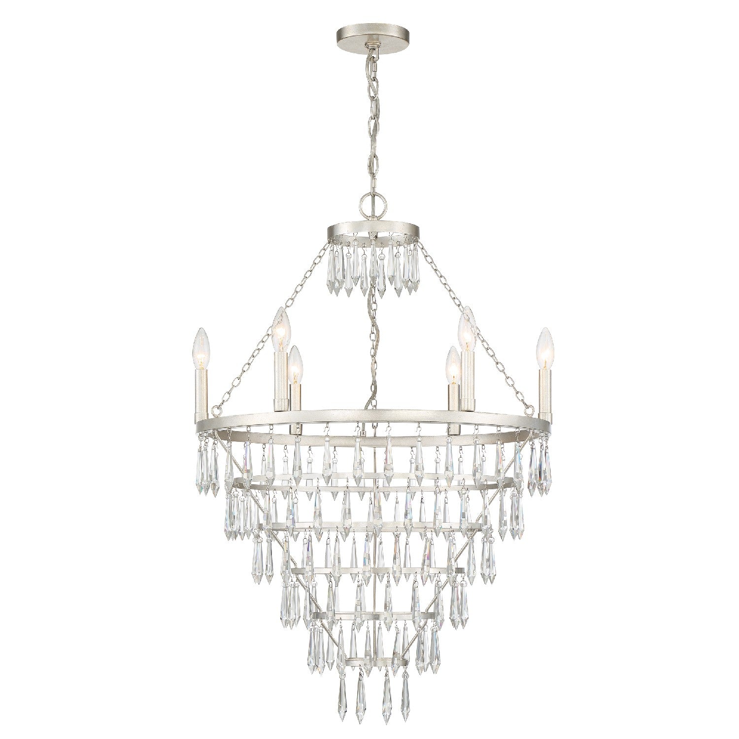 Lucille Six Light Chandelier in Antique Silver