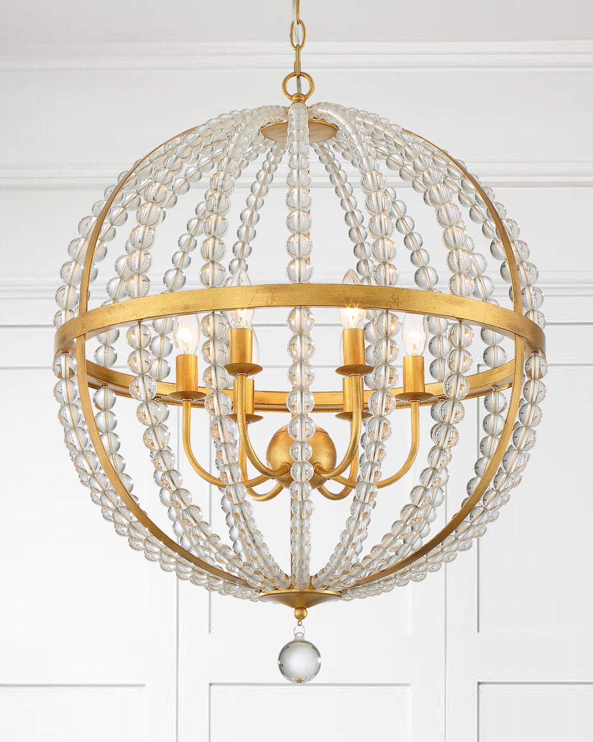 Roxy Six Light Chandelier in Antique Gold