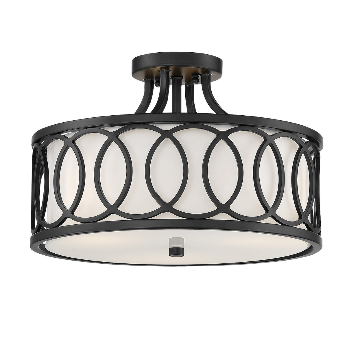 Graham Three Light Semi Flush Mount in Matte Black