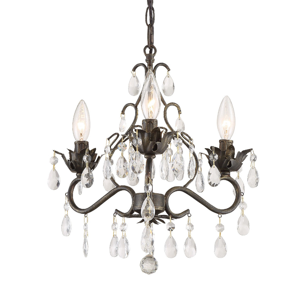 Paris Market Three Light Mini Chandelier in English Bronze