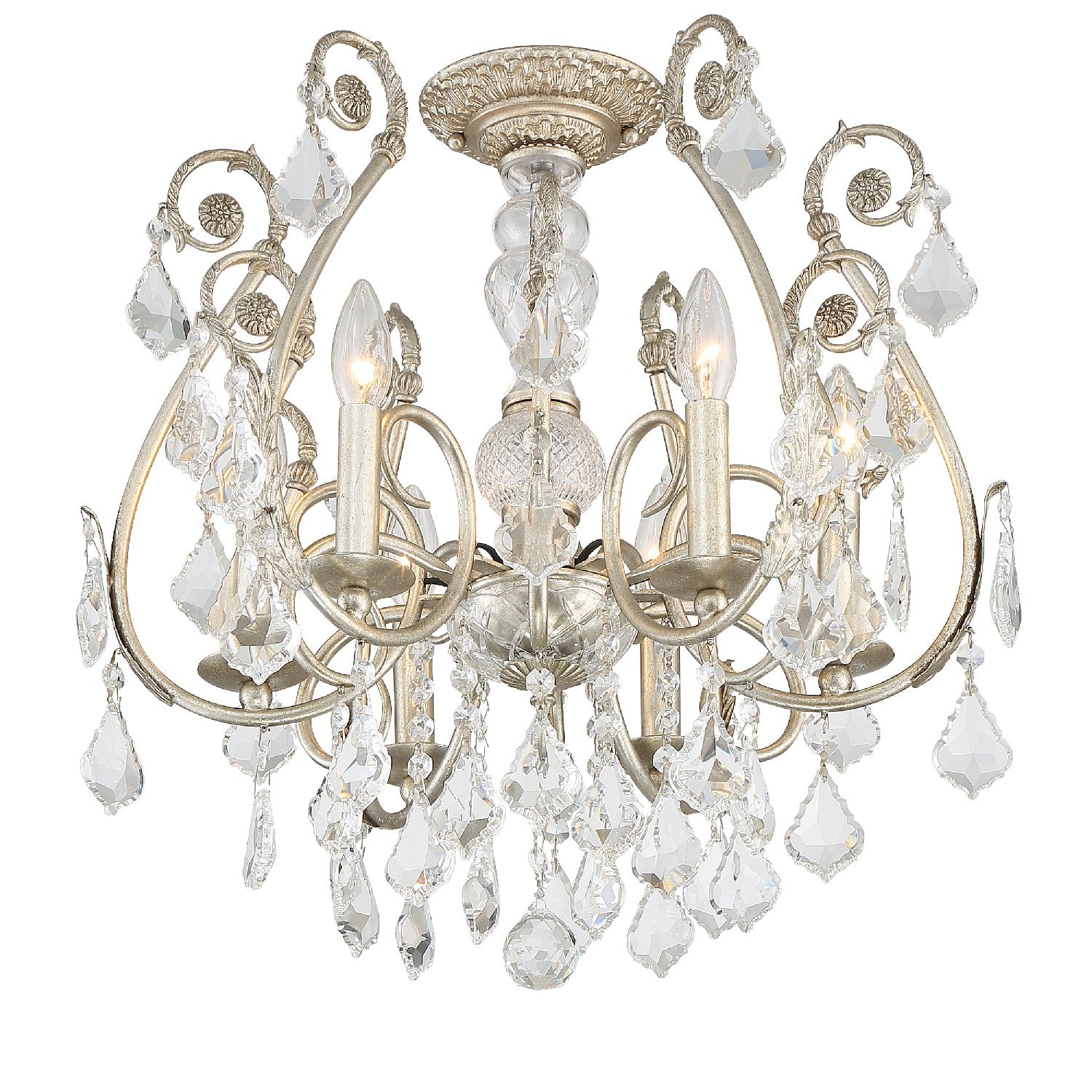 Regis Six Light Semi Flush Mount in Olde Silver