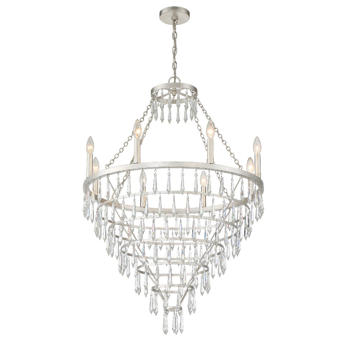 Lucille Eight Light Chandelier in Antique Silver
