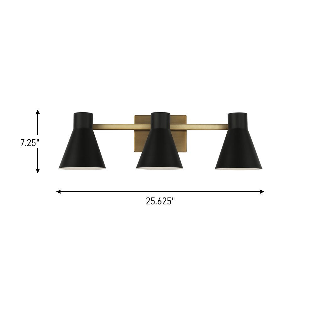 Towner Three Light Wall / Bath in Satin Brass