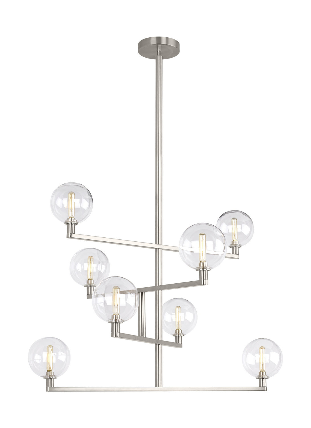 Gambit Eight Light Chandelier in Satin Nickel