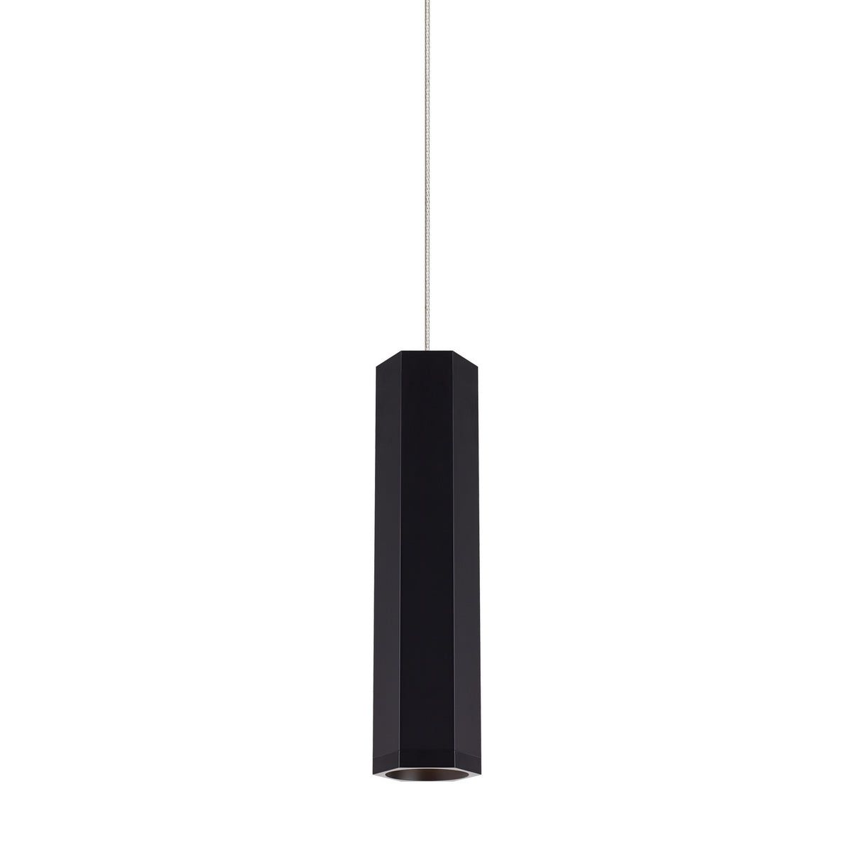 Blok LED Pendant in Matte Black/Satin Nickel