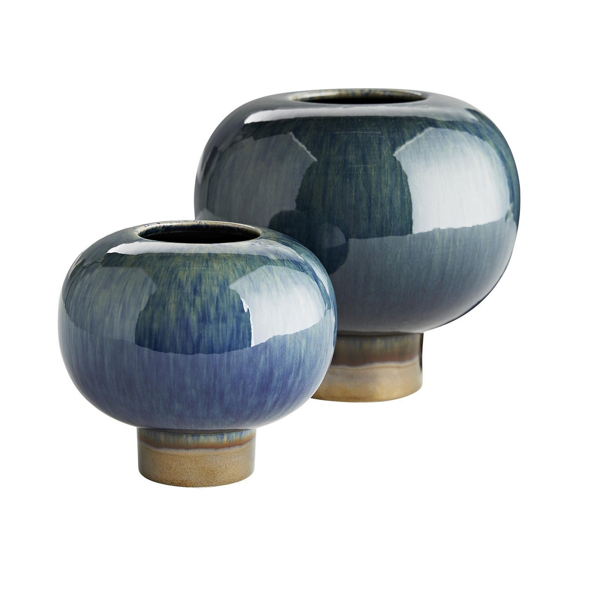 Tuttle Vases Set of 2 in Peacock ad Bronze Reactive