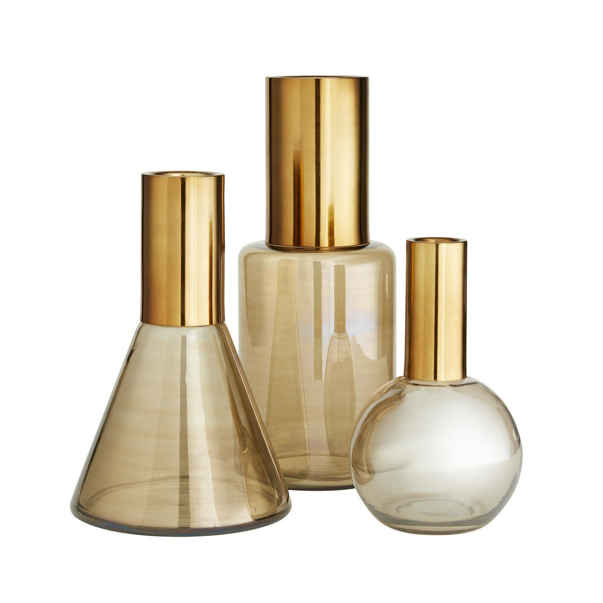 Union Vases Set of 3 in Smoke Luster